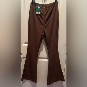 HALARA Corduroy Flare Bottom Pants Burnt Wood Brown M NWT